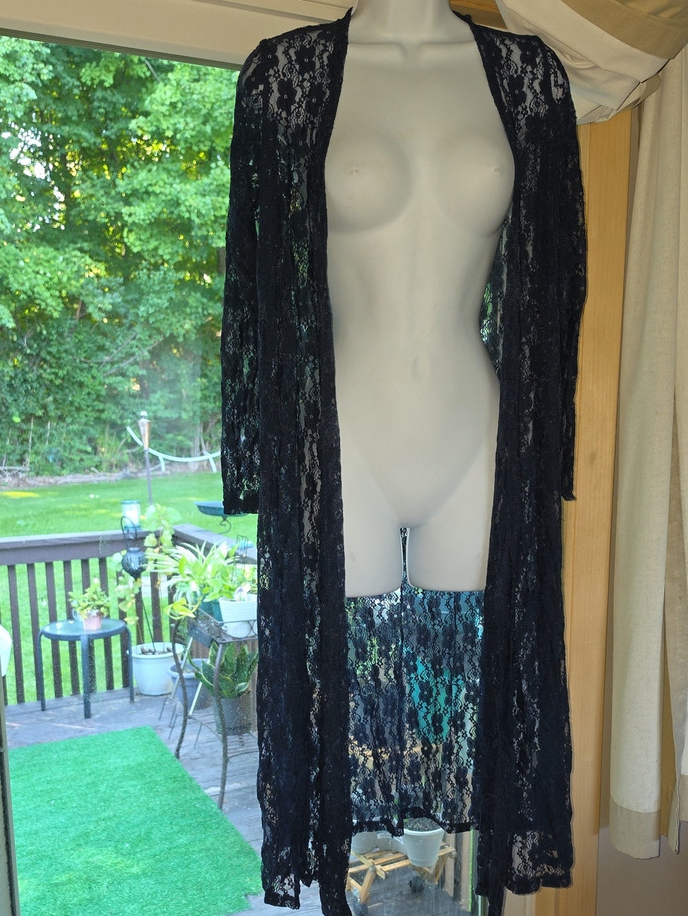 LuLaRoe Dark Navy Blue SARAH Sheer Lace Longline Cardigan